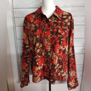 BAXTER & WELLS Womens Multicolor Floral Button Front Stretch Shacket XL Jacket